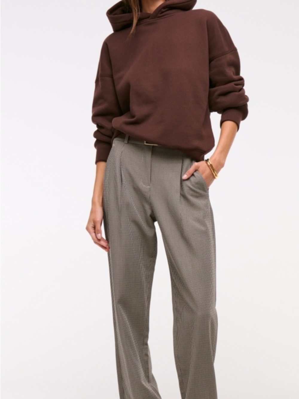 Abercrombie & Fitch Quinn Brown and Cream Houndstooth Trousers